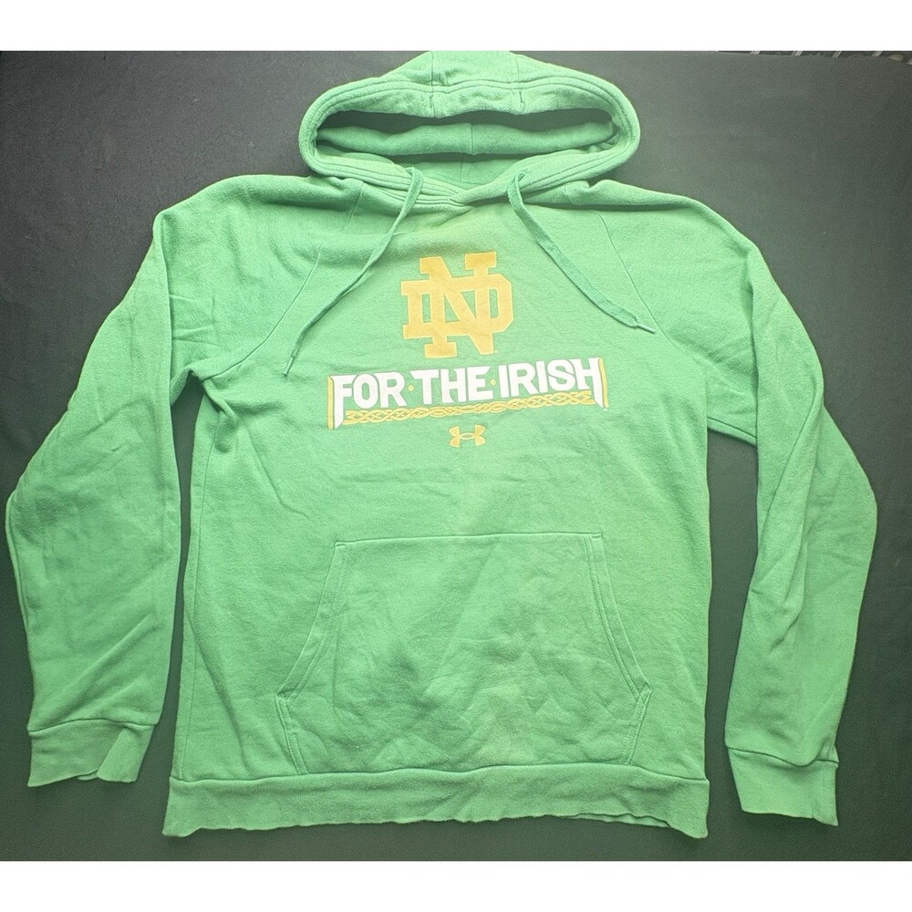 Notre Dame Sweatshirt Mens Medium Green Fighting Irish Hoodie Under Armour